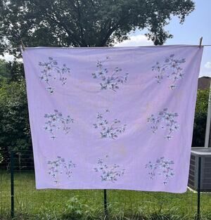 Vintage Pink Tablecloth with Dogwood Blossom Pattern